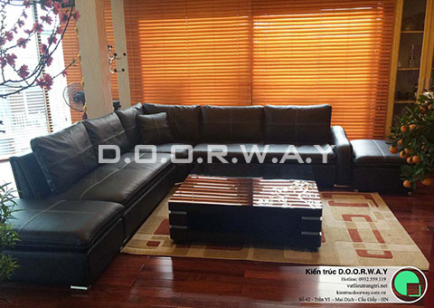 Thi công nội thất biệt thự góc phố nhà anh Thành chị Quỳnh by Doorway phòng khách góc 02