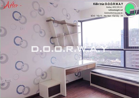 Thi công nội thất phòng ngủ cho 2 bé nhà anh Nam chị Bình by DOORWAY - kệ sách & bàn đọc sách - 01-sau thi công