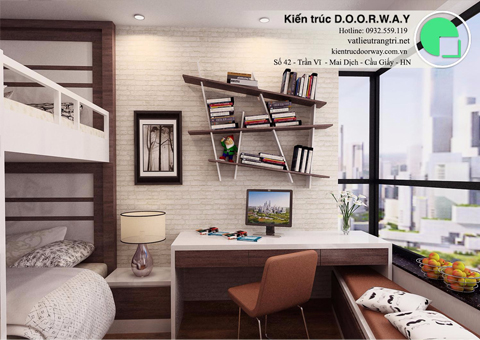 Thi công nội thất phòng ngủ cho 2 bé nhà anh Nam chị Bình by DOORWAY - ảnh thiết kế - kệ sách & bàn đọc sách - 01