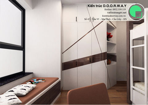 Thi công nội thất phòng ngủ cho 2 bé nhà anh Nam chị Bình by DOORWAY - ảnh thiết kế - tủ quần áo - 02