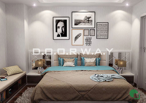 Thiết kế nội thất chung cư Tây Hà 119m2 nhà cô Thu chú Tường by kiến trúc Doorway phòng ngủ 02 góc 03