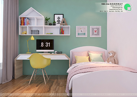 Thi công nội thất chung cư 2 phòng ngủ nhà chị Thanh Sunsquare by kiến trúc Doorway phòng ngủ 1 góc 01
