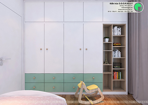 Thi công nội thất chung cư 2 phòng ngủ nhà chị Thanh Sunsquare by kiến trúc Doorway phòng ngủ 1 góc 02