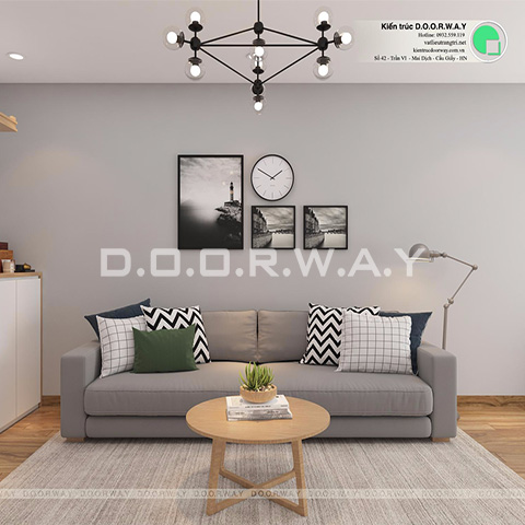 Thiết kế thi công nội thất chung cư 70m2 nội thất phòng khách nhà mrs Lê ở KĐT Nghĩa Đô by Doorway góc 02