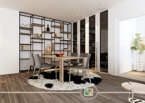 Thi công nội thất chung cư CT4 Vimeco nhà anh Thế Anh 95m2 by kiến trúc Doorway phòng khách góc 02