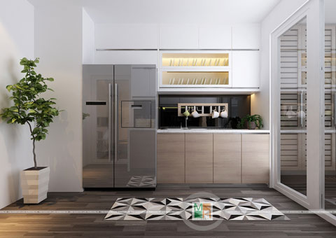 Thi công nội thất chung cư CT4 Vimeco nhà anh Thế Anh 95m2 by kiến trúc Doorway phòng khách góc 05