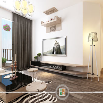 Thi công nội thất chung cư CT4 Vimeco nhà anh Thế Anh 95m2 by kiến trúc Doorway phòng khách góc 11