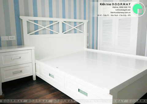 Thi công nội thất chung cư CT4 Vimeco nhà anh Thế Anh 95m2 by kiến trúc Doorway phòng ngủ con góc 03