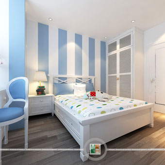 Thi công nội thất chung cư CT4 Vimeco nhà anh Thế Anh 95m2 by kiến trúc Doorway phòng ngủ con góc 01