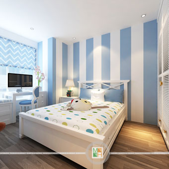 Thi công nội thất chung cư CT4 Vimeco nhà anh Thế Anh 95m2 by kiến trúc Doorway phòng ngủ con góc 05