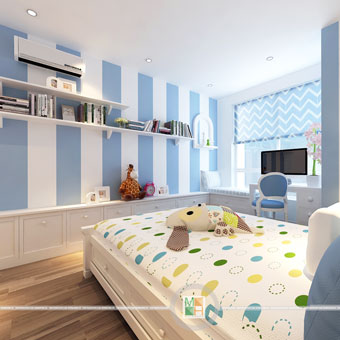 Thi công nội thất chung cư CT4 Vimeco nhà anh Thế Anh 95m2 by kiến trúc Doorway phòng ngủ con góc 07