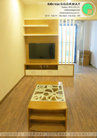 Thi công phòng khách chung cư 50m2 Times City nhà anh Kiên by kiến trúc Doorway góc 06