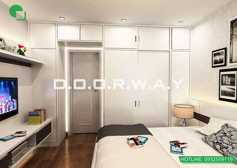 Thiết kế nội thất căn hộ 3 phòng ngủ CT3, CT4 115m2 chung cư Iris Garden, by kiến trúc Doorway st, phòng ngủ 11.4m2 góc 01