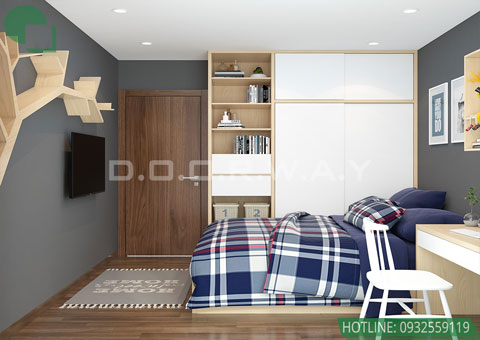 Thiết kế nội thất căn hộ 3 phòng ngủ CT3, CT4 115m2 chung cư Iris Garden, by kiến trúc Doorway st, phòng ngủ 11.6m2 góc 01