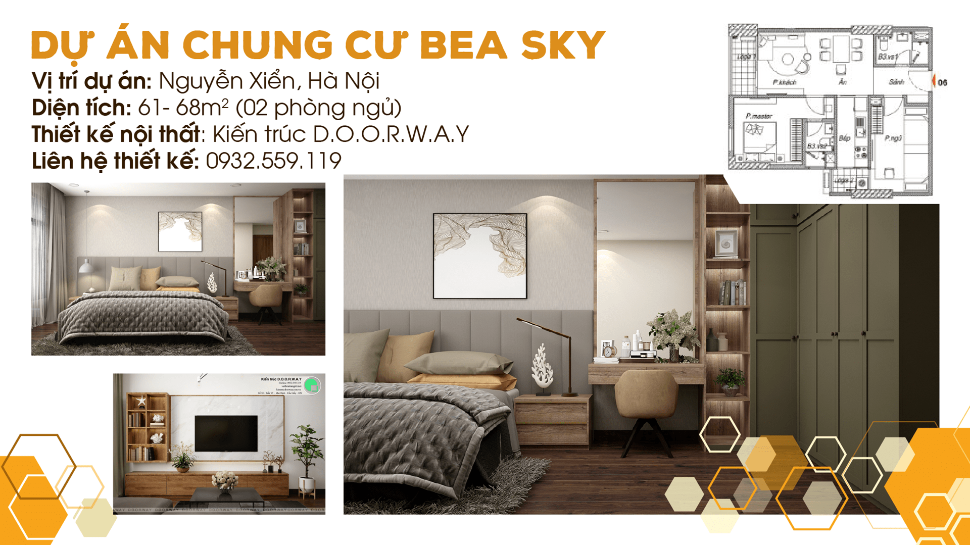 Thiết kế nội thất chung cư Bea Sky Nguyễn Xiển - căn hộ 2 phòng ngủ by kiến trúc Doorway, ảnh tiêu biểu