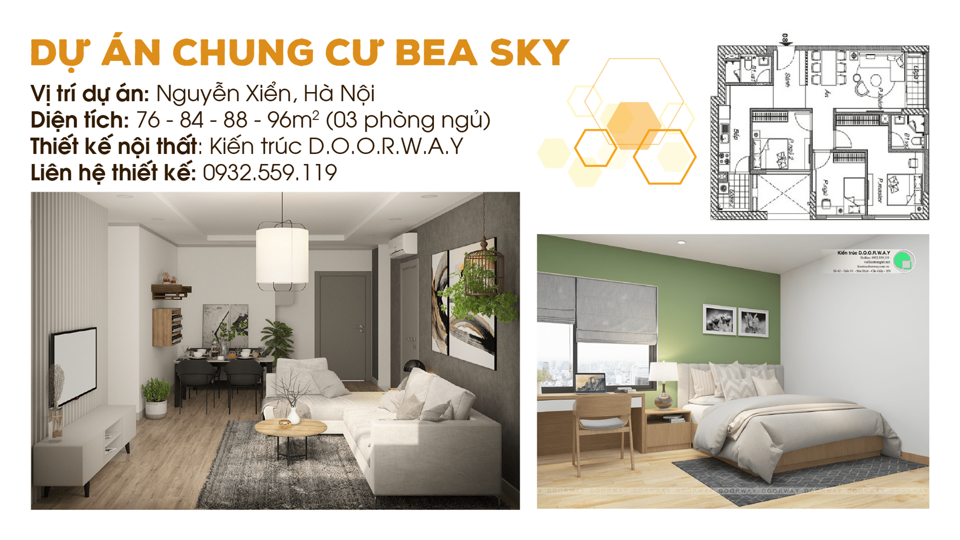 Thiết kế nội thất căn hộ 3 phòng ngủ chung cư Bea Sky by kiến trúc Doorway, ảnh tiêu biểu