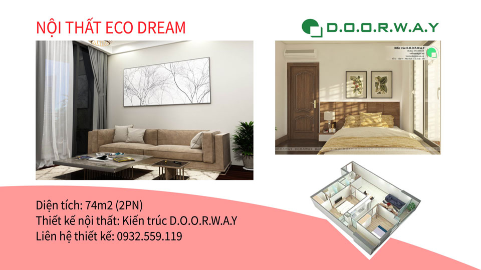 Ảnh tiêu biểu- Mẫu thiết kế đơn giản cho nội thất căn hộ 74m2 Eco Dream