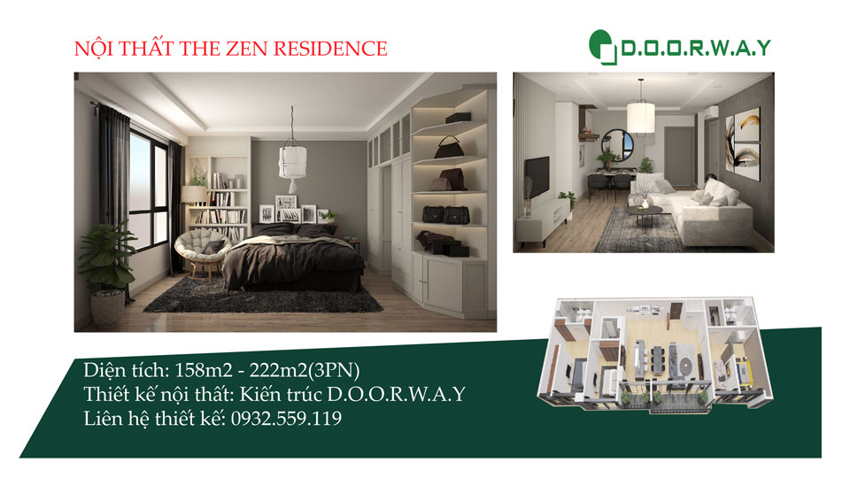 Ảnh tiêu biểu- Cách bố trí và mẫu nội thất căn hộ Penthouse The Zen Residence