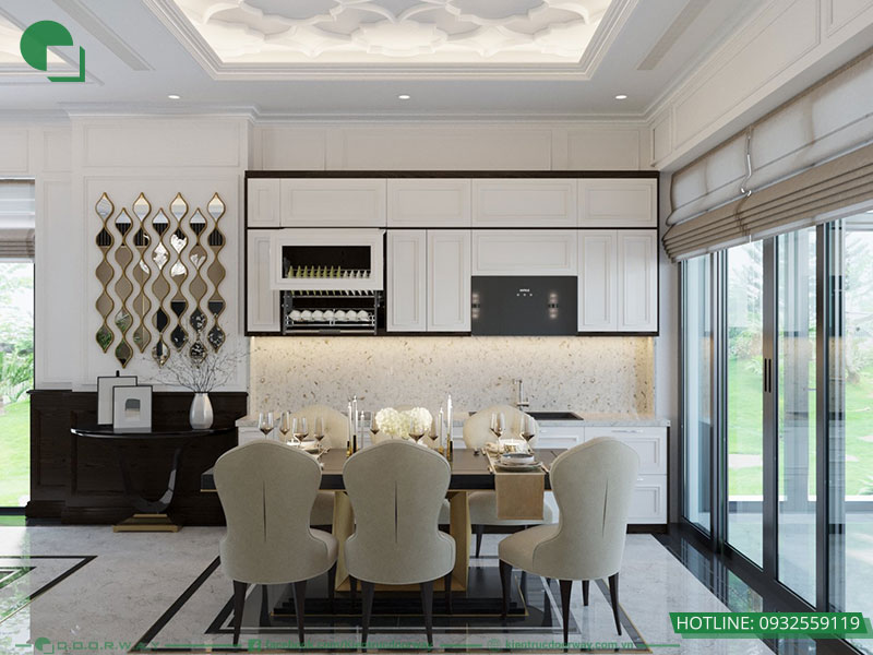 Thiết kế nội thất biệt thự liền kề phòng bếp