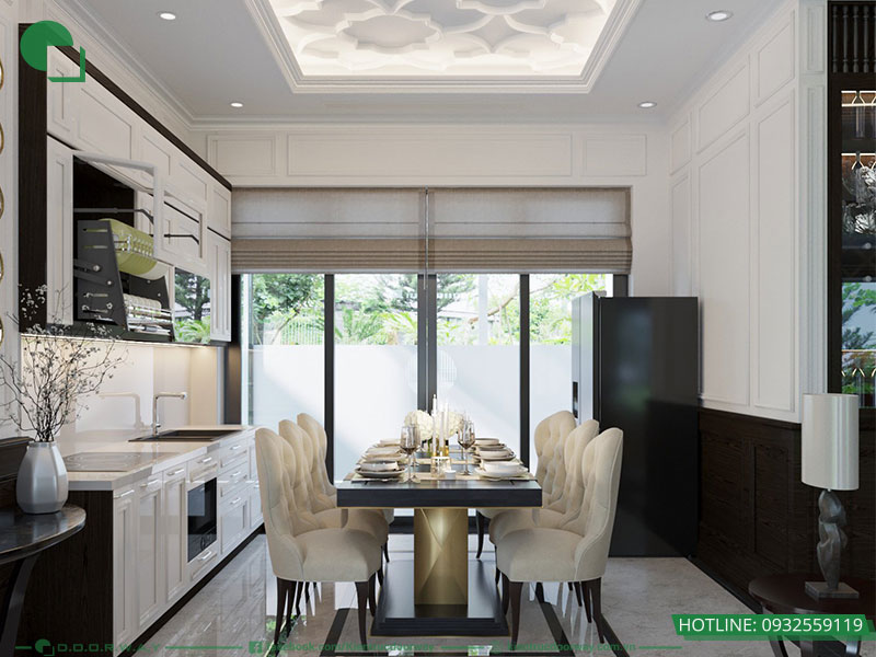 Thiết kế nội thất biệt thự liền kề phòng bếp