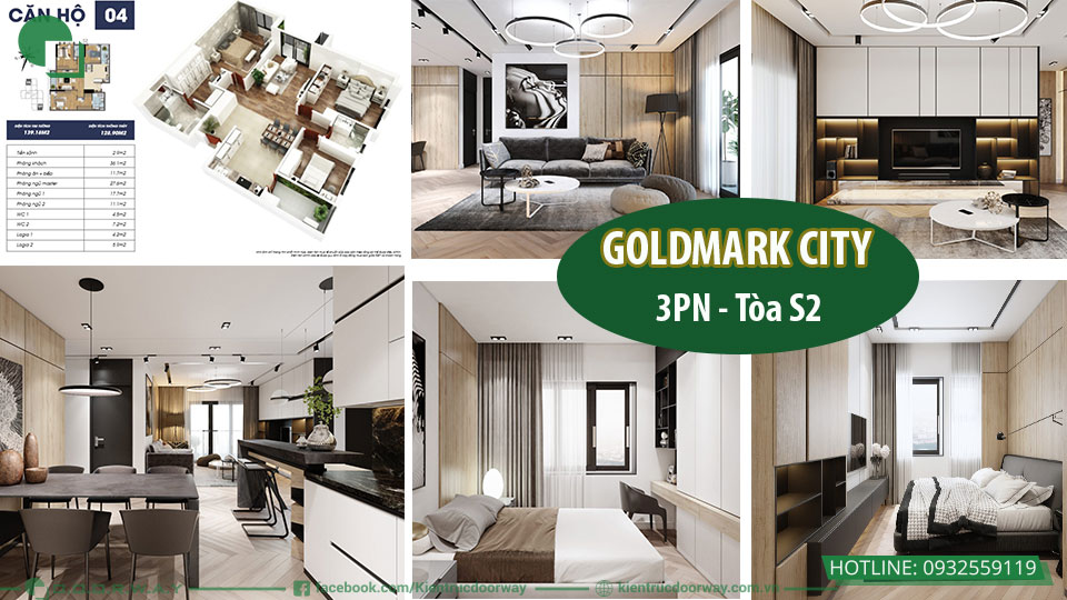 Thiết kế nội căn 3 ngủ chung cư Goldmark City
