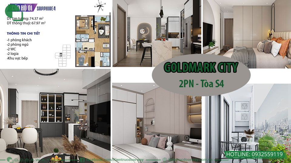 Thiết kế nội thất chung cư goldmark 2PN S4