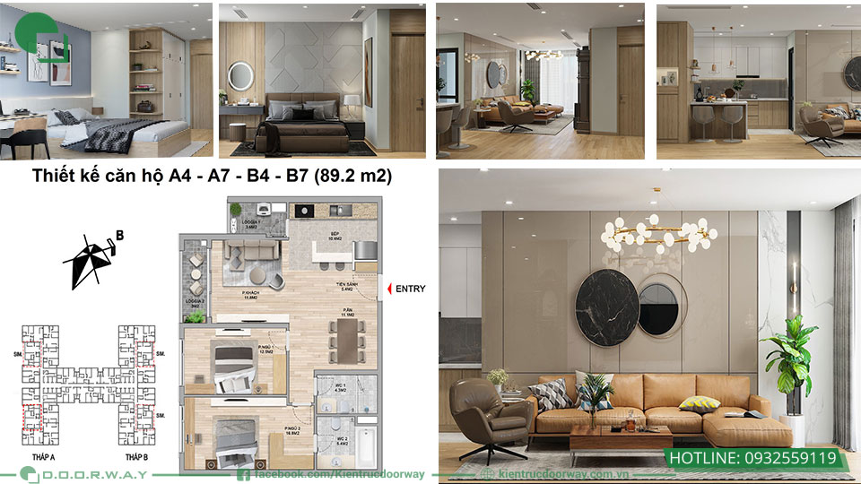 Thiết kế nội thất chung cư the zei căn hộ 2 phòng ngủ