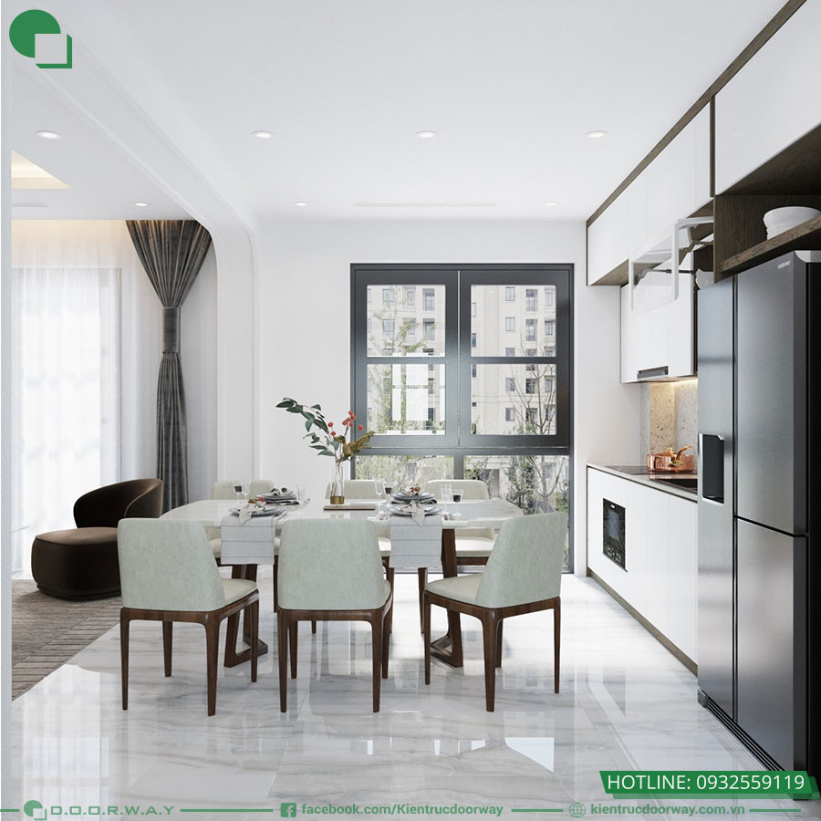 Thiết kế nội thất phòng khách -bếp biệt thự hải Âu