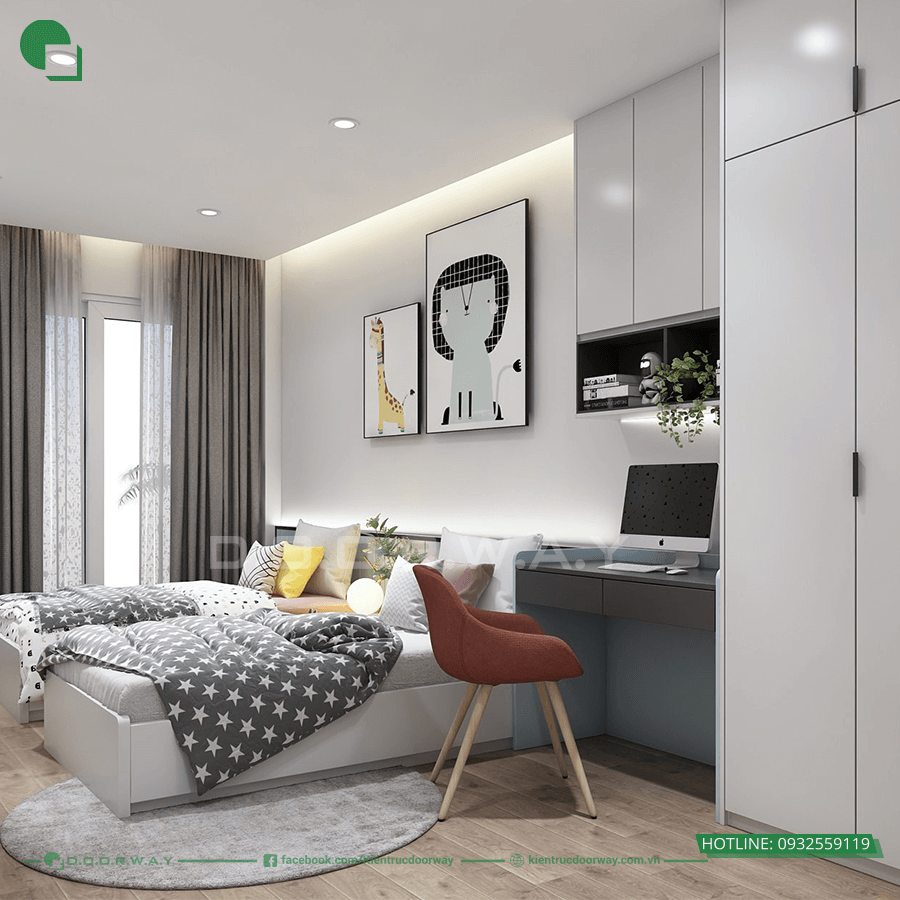 Thiết kế nội thất phòng ngủ 2 bé trai