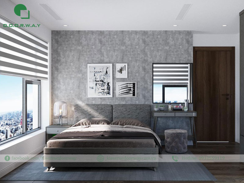 bô stris giường trong phòng ngủ tone xám