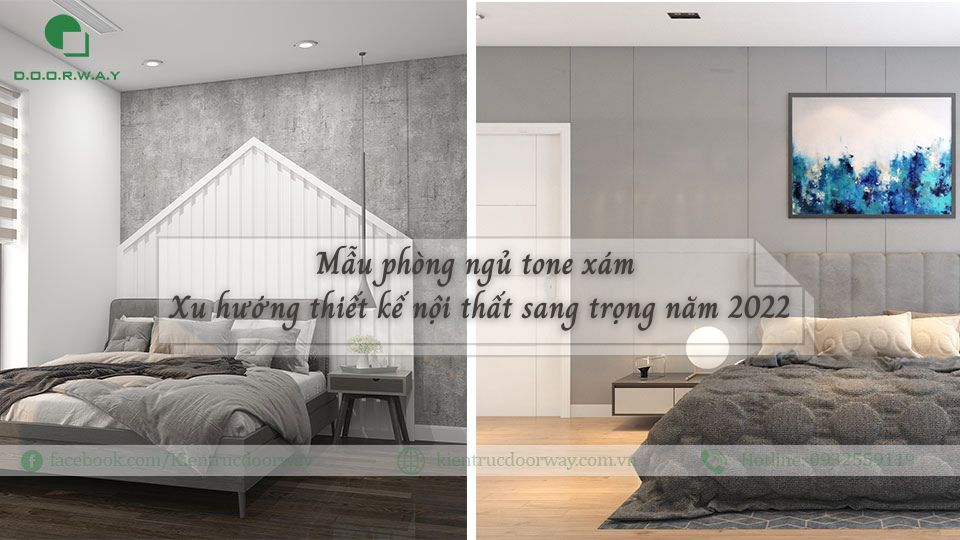 phòng ngủ tone xám