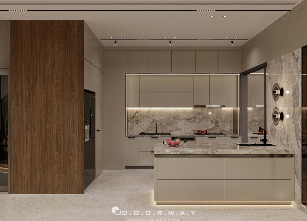 Thiết kế nội thất không gian khách bếp biệt thự Long Biên phòng khách bếp