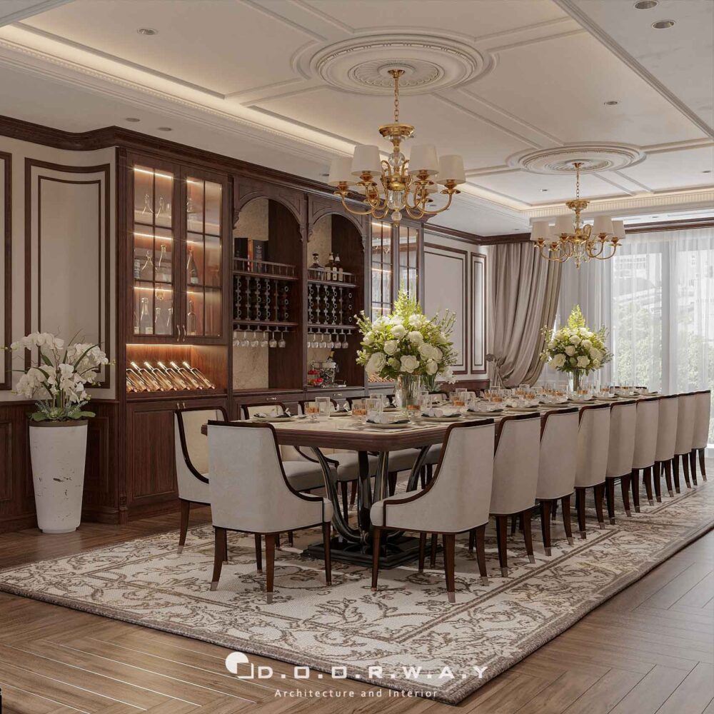 Nội thất biệt thự cổ điển phòng ăn lớn (1)