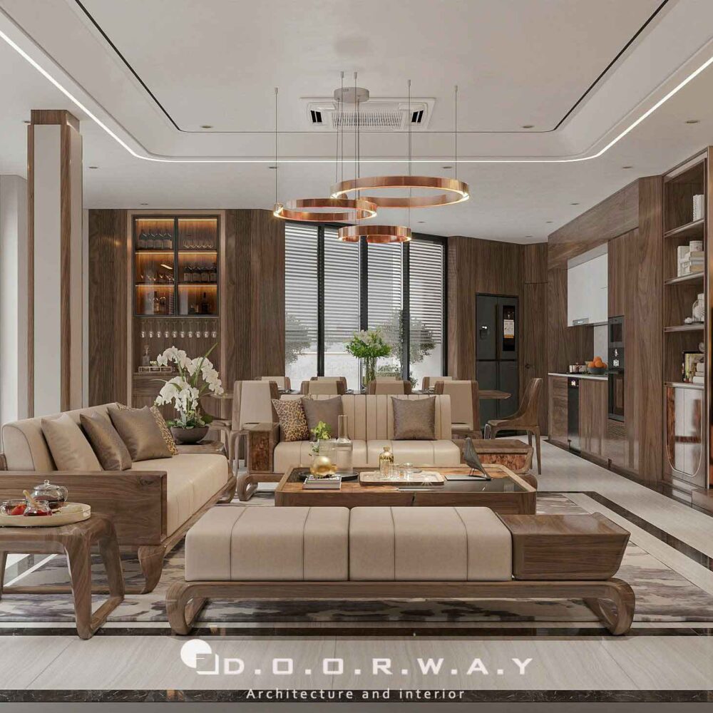 nội thất nhà phố gỗ óc chó (3)